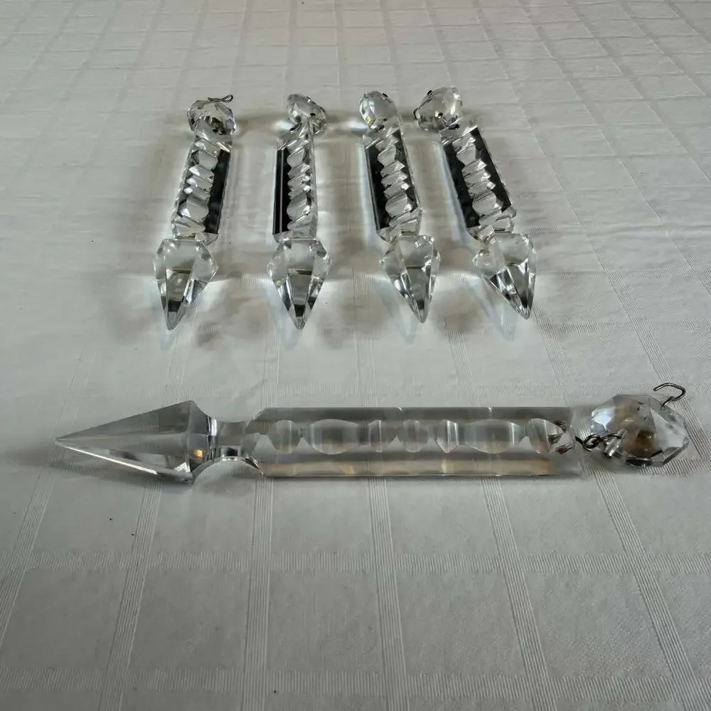Clear Faceted Crystal Chandelier Prism Drops w/ Octagon Connector 6
